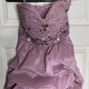 EUC! B. Darlin Junior Size 1/2 Mauve Jewel / Beaded Taffeta Dress Short Party